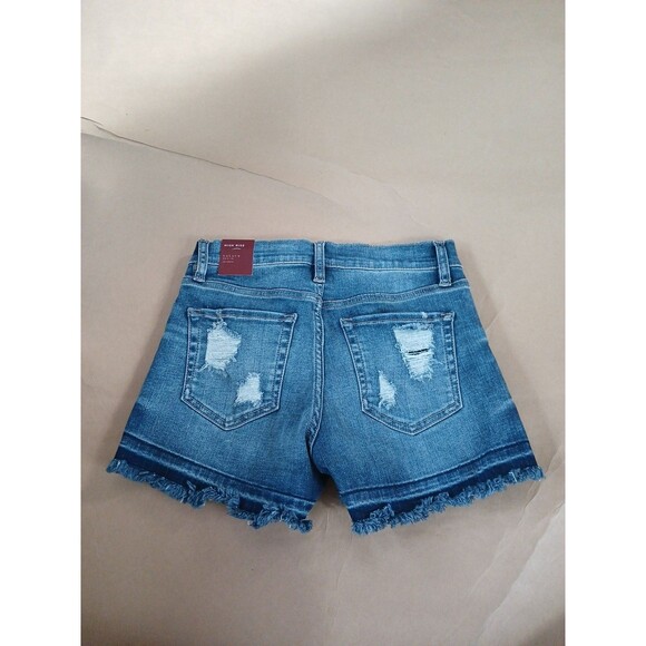 NWT Nature Denim Shorts High Rise Size M Medium Wash Distressed Cutoff - Picture 3 of 6